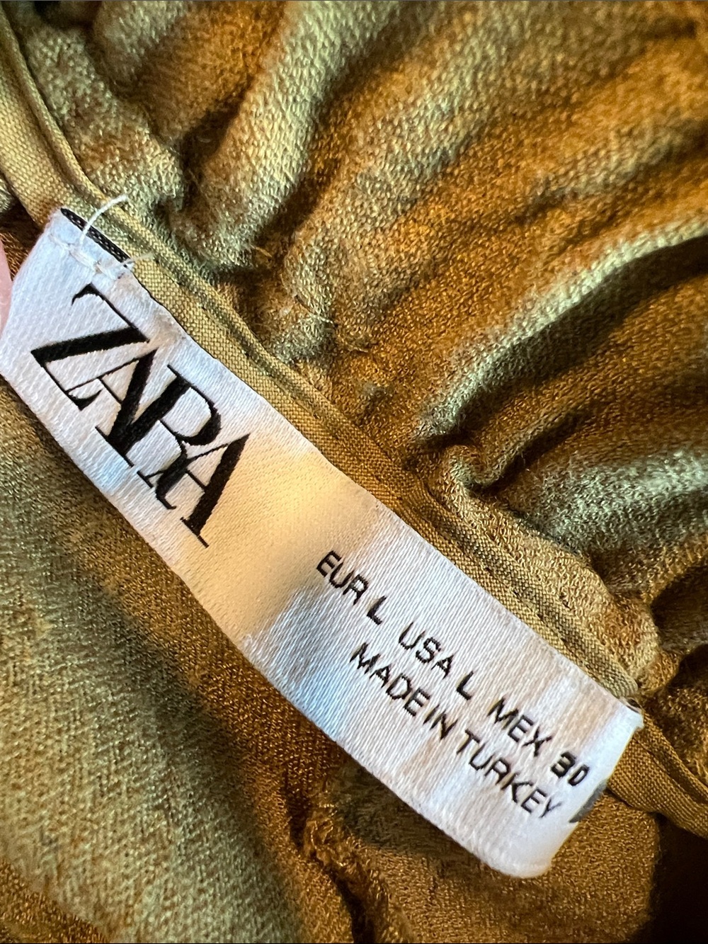 Zara - Wide-Leg High-Waist Pants in Olive Green, L - Picture 3 of 8